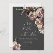 Moderne dunkle Blume blüht Black Bridal Brunch Einladung (Vorderseite)