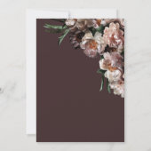 Moderne dunkle Blume blüht Burgund-Brautparty Einladung (Rückseite)