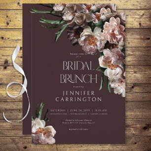 Moderne dunkle Blume blüht Burgund Bridal Brunch Einladung