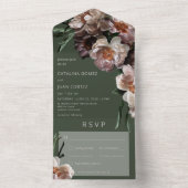 Moderne dunkle Blume blüht grünes Abendessen All In One Einladung (Innen Boden)