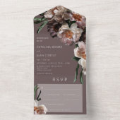 Moderne dunkle Blume Blüten Braun Abendessen All In One Einladung (Innen Boden)