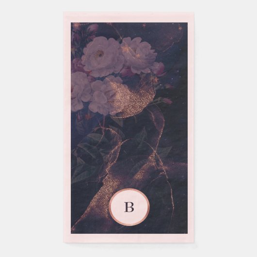 Moderne Dunkle Boho Rose Blumenstrauß Serviette (Vorderseite)