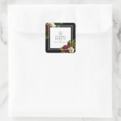 Moderne dunkle, botanische Vegetation Quadratischer Aufkleber (Tasche)