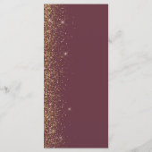 Moderne Dunkle Burgund Gold Glitzer Edge Wedding Menükarte (Rückseite)
