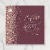 Moderne Dunkle Burgund Rose Gold Glitzer Hochzeit Geschenkanhänger (Vorderseite)