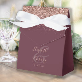Moderne Dunkle Burgund Rose Gold Glitzer Hochzeit Geschenkschachtel