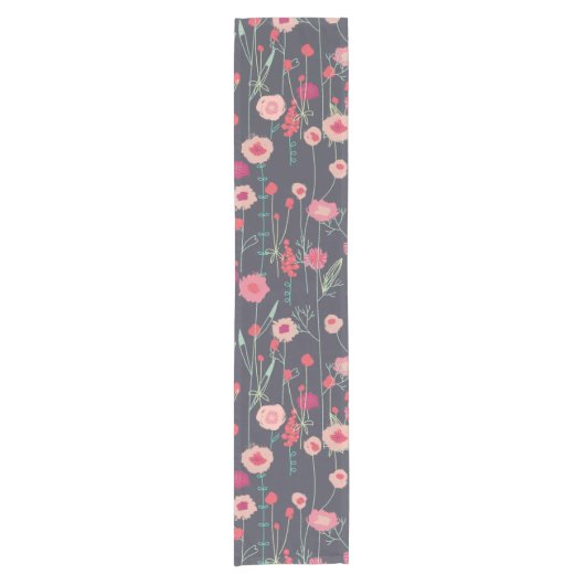 Moderne dunkle Flora Kurzer Tischläufer (Vorderseite)