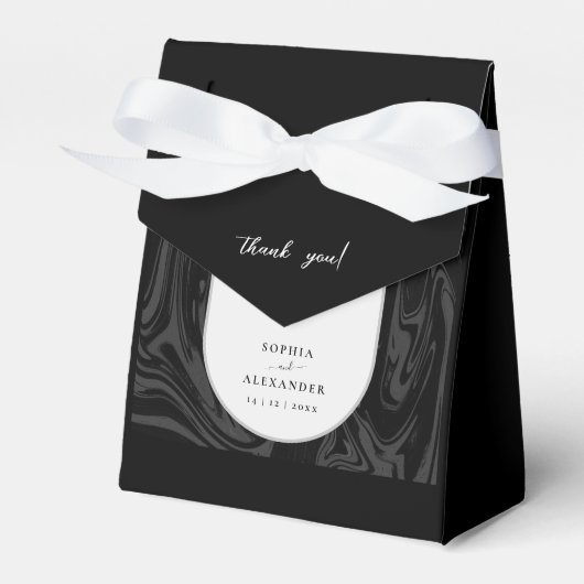 Moderne dunkle Gastgeschenk Hochzeit aus schwarzem Geschenkschachtel (Vorderseite)