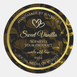 Moderne dunkle Gold-Floral-Produktverpackungen Runder Aufkleber