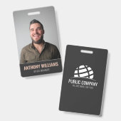 Moderne dunkle, große Foto Mitarbeiter ID Ausweis (Vorder- & Rückseite)