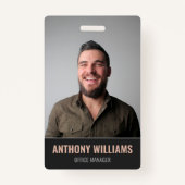 Moderne dunkle, große Foto Mitarbeiter ID Ausweis (Vorderseite)