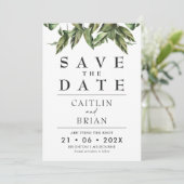 Moderne, dunkle Grünpflanzen verkürzen das Datum Einladung (Stehend Vorderseite)