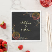 Moderne dunkle Herbstwoche Rose Goth Wedding Serviette (Beispiel)