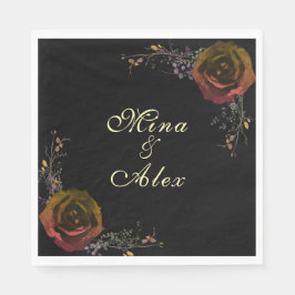 Moderne dunkle Herbstwoche Rose Goth Wedding Serviette