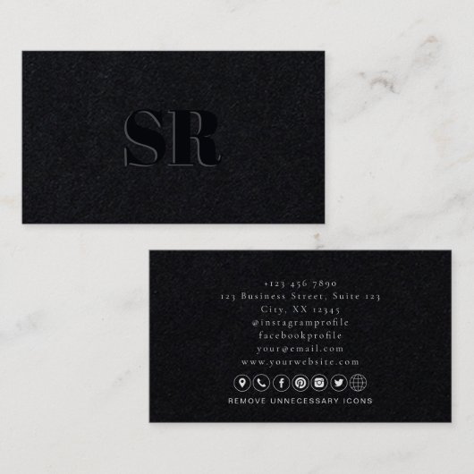 moderne dunkle Initialen Visitenkarte (Vorne/Hinten)