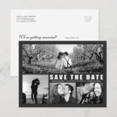 Moderne Dunkle Karte Save the Date 4 FotoCollage P (Vorne/Hinten)