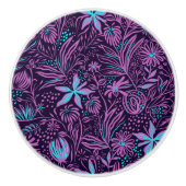 Moderne dunkle lila Blumenmuster Keramikknauf (Vorderseite)