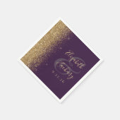 Moderne Dunkle Lila Glitzer Hochzeit Serviette (Ecke)