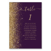 Moderne Dunkle Lila Glitzer Hochzeit Tischnummer (Rückseite)