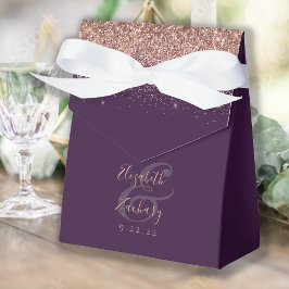 Moderne Dunkle Lila Rose Gold Glitzer Hochzeit Geschenkschachtel