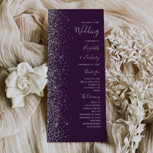 Moderne, dunkle Lila Silber Glitzer Edge Wedding