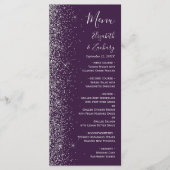 Moderne, dunkle Lila Silber Glitzer Edge Wedding Menükarte (Vorderseite)