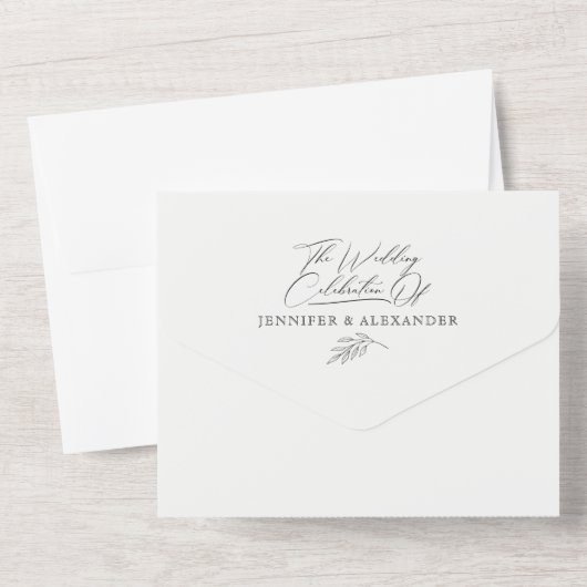 Moderne Dunkle Moody Black Gold Hochzeit All In One Einladung (Rückseite)