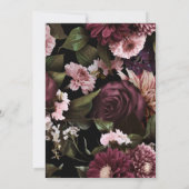 Moderne Dunkle Moody Burgundy Script Floral Weddin Einladung (Rückseite)