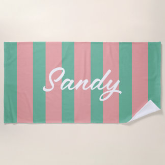 Moderne dunkle rosa und grüne benutzerdefinierte N Strandtuch