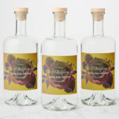 Moderne dunkle Rose in Goldwasserfarbe Alkoholflaschenetikett (Flaschen)