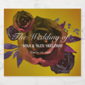 Moderne dunkle Rose in Goldwasserfarbe Alkoholflaschenetikett (Einzelnes Label)