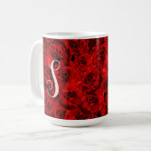 Moderne dunkle Rote Rosen Stylische, kundenspezifi Kaffeetasse (Vorderseite Links)
