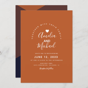 Moderne dunkle Schokolade Terracotta Wedding Einladung