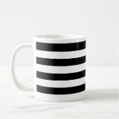 Moderne, dunkle schwarze und weiße Streifen Kaffeetasse (Links)
