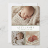 Moderne dunkle Seite Grün Foto Collage Baby Birth Ankündigung (Vorderseite)