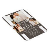 Moderne Dunkle Taupe Save the Date 3 Foto Hochzeit Magnet (Rechte Seite)