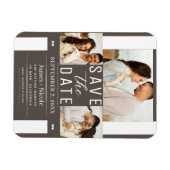 Moderne Dunkle Taupe Save the Date 3 Foto Hochzeit Magnet (Horizontal)