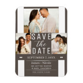 Moderne Dunkle Taupe Save the Date 3 Foto Hochzeit Magnet (Vertikal)