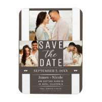 Moderne Dunkle Taupe Save the Date 3 Foto Hochzeit