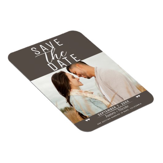 Moderne Dunkle Taupe Save the Date Hochzeitsfeier  Magnet (Rechte Seite)