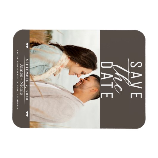 Moderne Dunkle Taupe Save the Date Hochzeitsfeier  Magnet (Horizontal)