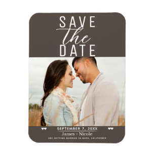 Moderne Dunkle Taupe Save the Date Hochzeitsfeier Magnet