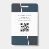 Moderne dunkle Teal-Profi-Mitarbeiter-Foto-ID Ausweis (Rückseite)