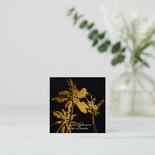 Moderne dunkle tropische Goldpalmen beruflich Quadratische Visitenkarte (Stehend Vorderseite)