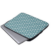 Moderne dunkle Türkis geometrische Muster auf Hell Laptopschutzhülle (Vorne Knopf)