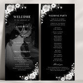 Moderne dunkle verblichene Foto Gothic Floral Wedd Programm