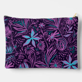 Moderne dunkle violette Blumeneinzelmuster Zubehörtasche (Rückseite)