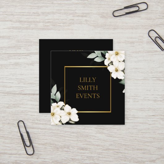 Moderne dunkle Visitenkarte - Blumenmuster (Vorderseite/Rückseite Beispiel)