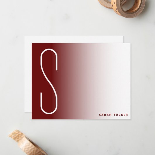 Moderne dünne Monogramm Dunkle rote Fade Beruflich Mitteilungskarte (Vorderseite/Rückseite Beispiel)