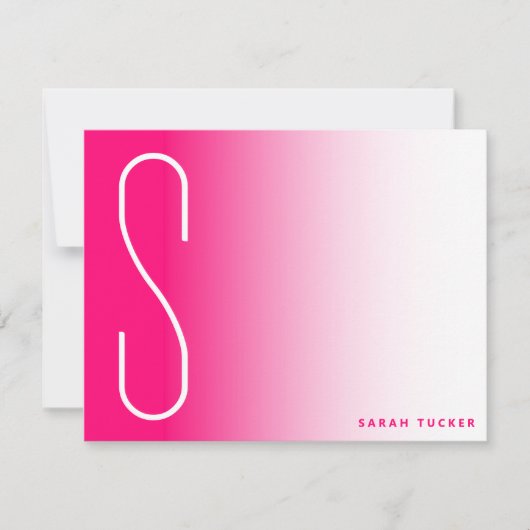 Moderne dünne Monogramm Hot Pink Fade Beruflich Mitteilungskarte (Vorderseite)